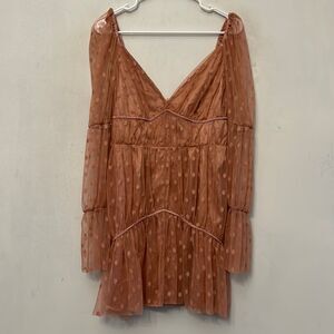 asos Design mauve sheer tiered mini dress Size 8 NWOT